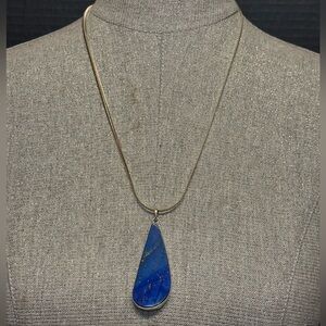 Sterling 24-inch Chain & Teardrop Lapis Pendant #5463
